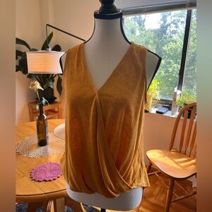 Bundle me! Golden Yellow Faux Wrap Surplice Sleeveless Tank Top